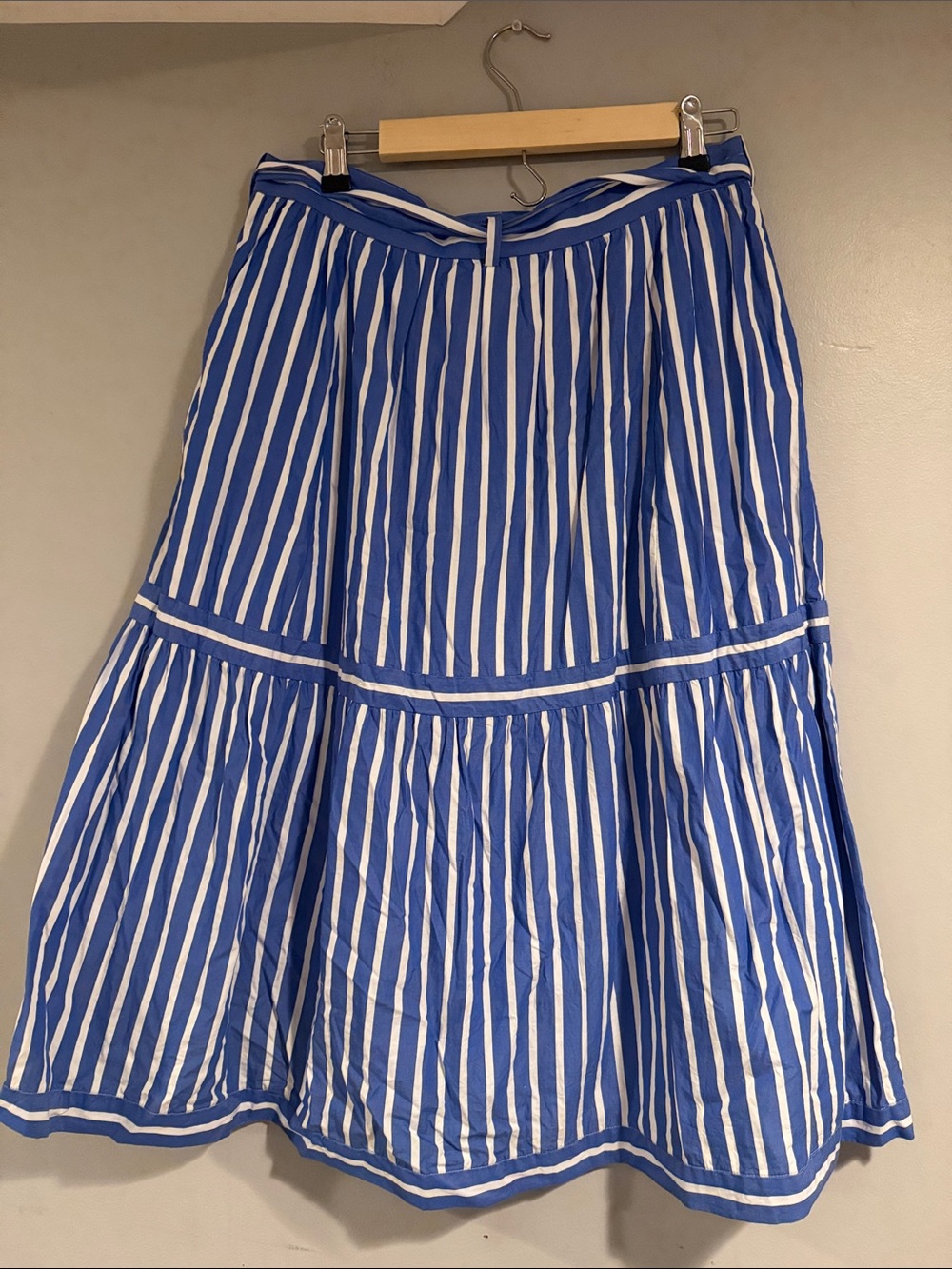 Women's Blue and White Striped Midi skirt - Picture 4 of 4